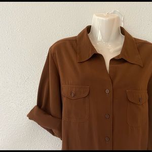 JOANNA Brown 3/4 sleeve Button-down